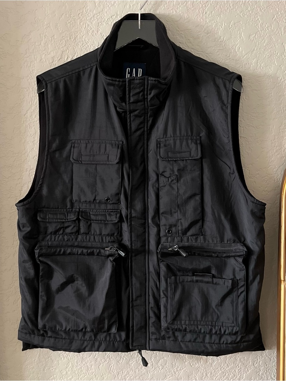 Vintage Y2K GAP Vest Utility Cargo Tactical Nylon Hunting Fishing Fleece Line